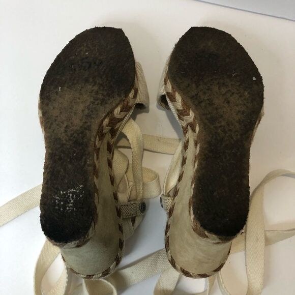 UGG wedge tie up Sherpa lined sandals size 6 - Picture 7 of 12